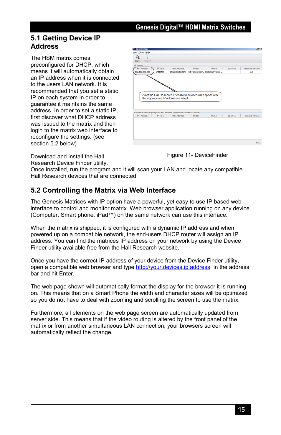 2 controlling the matrix via web interface | Hall Research HSM-I-04-04 User Manual | Page 17 / 28
