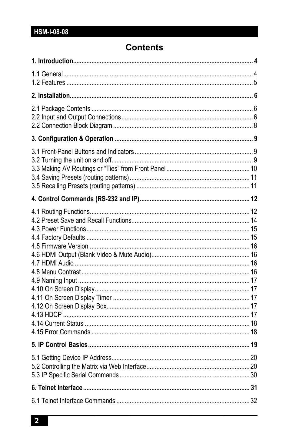 Hall Research HSM-I-08-08 User Manual | Page 4 / 40