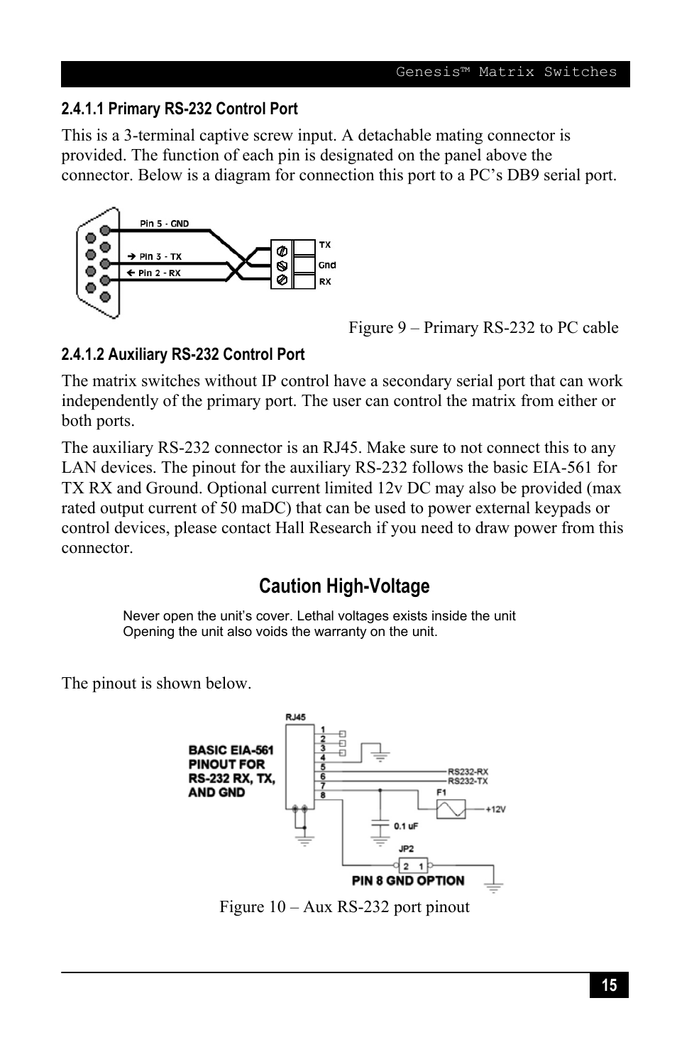 Caution high-voltage | Hall Research VSM-I-A-16-16 User Manual | Page 17 / 48