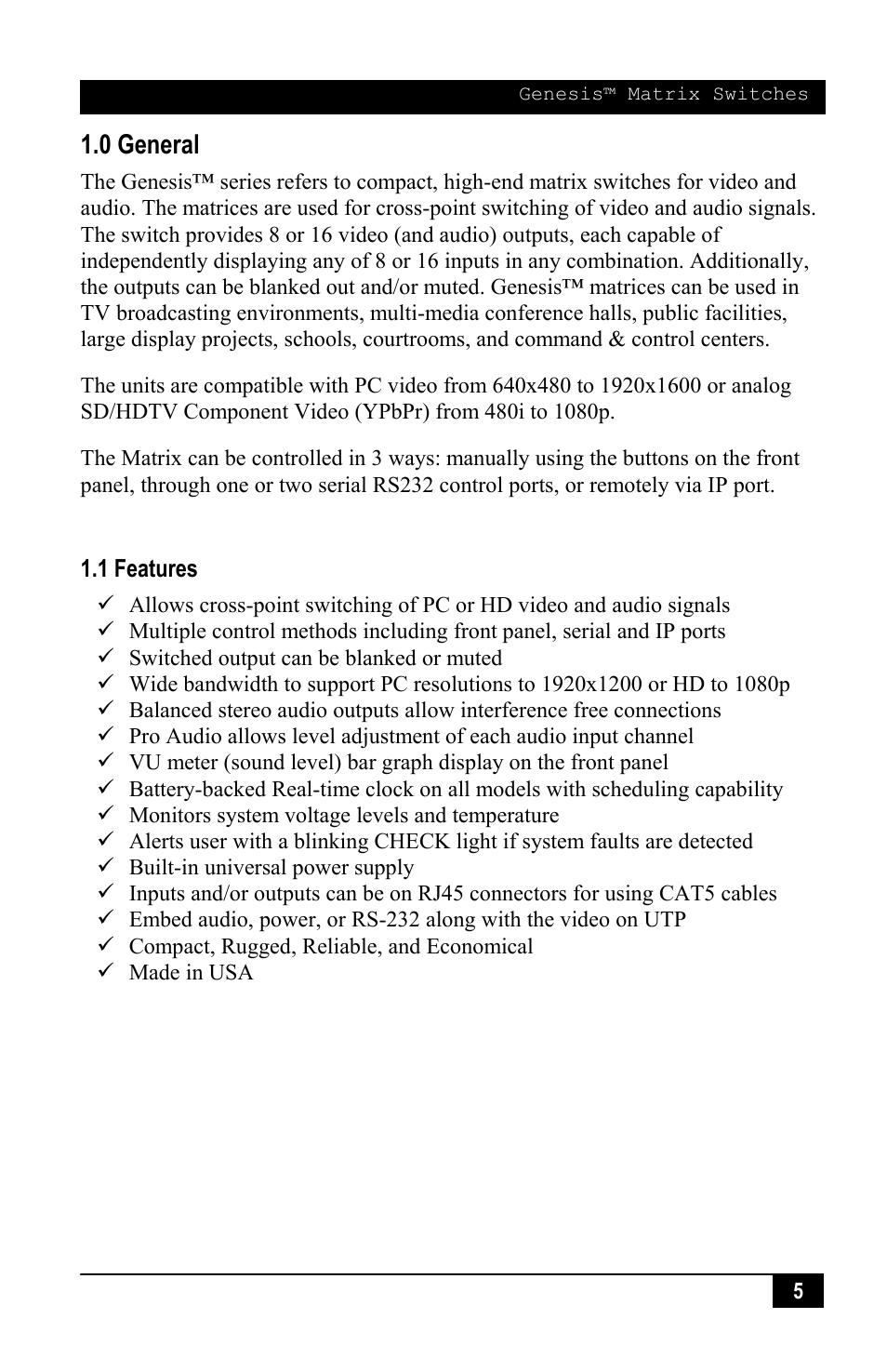 0 general | Hall Research VSM-I-A-16-16 User Manual | Page 7 / 48