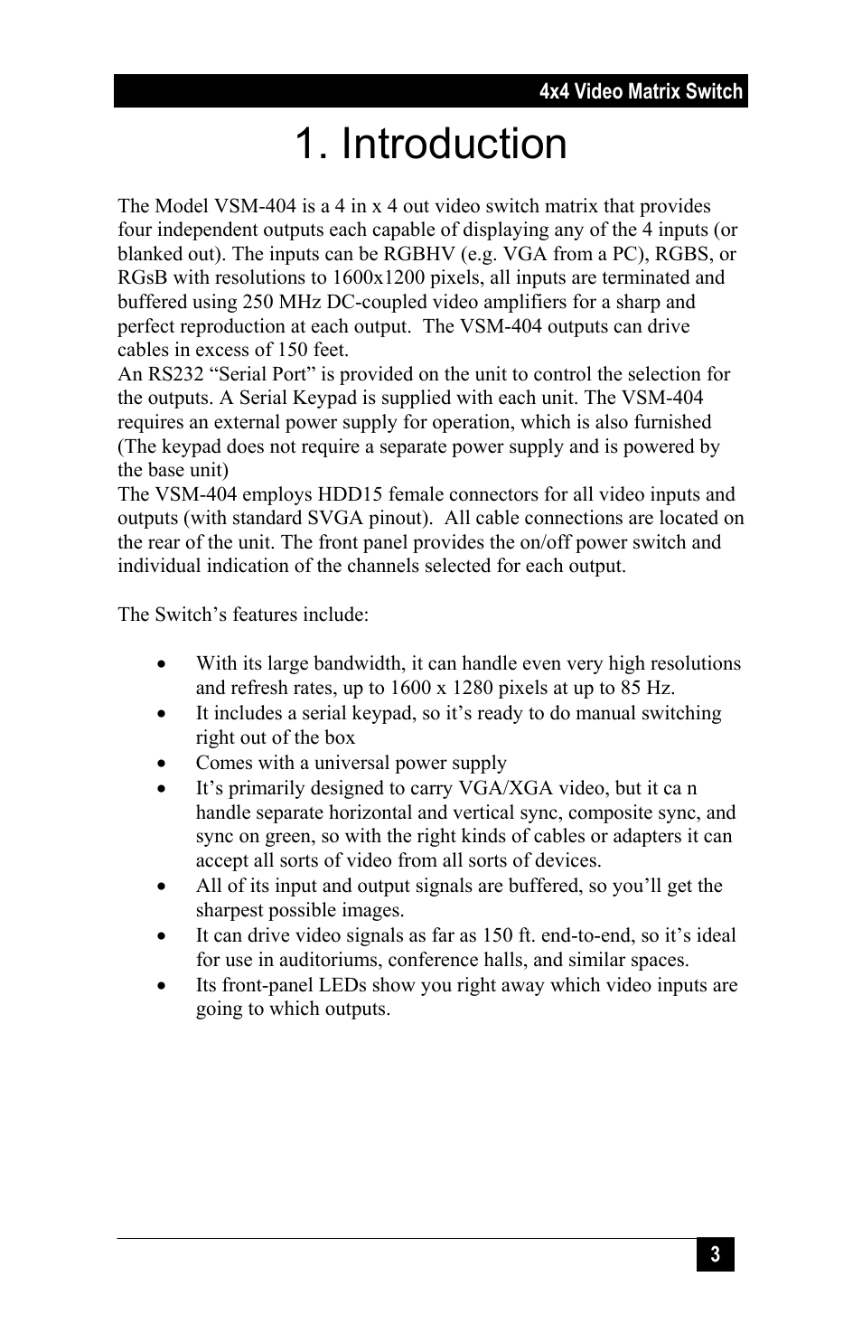 Introduction | Hall Research VSM-404 User Manual | Page 5 / 16