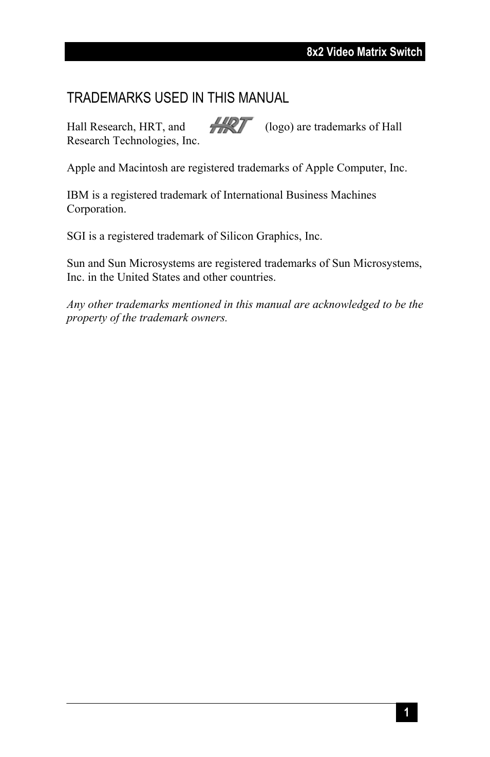 Hall Research VSM-802B User Manual | Page 3 / 20