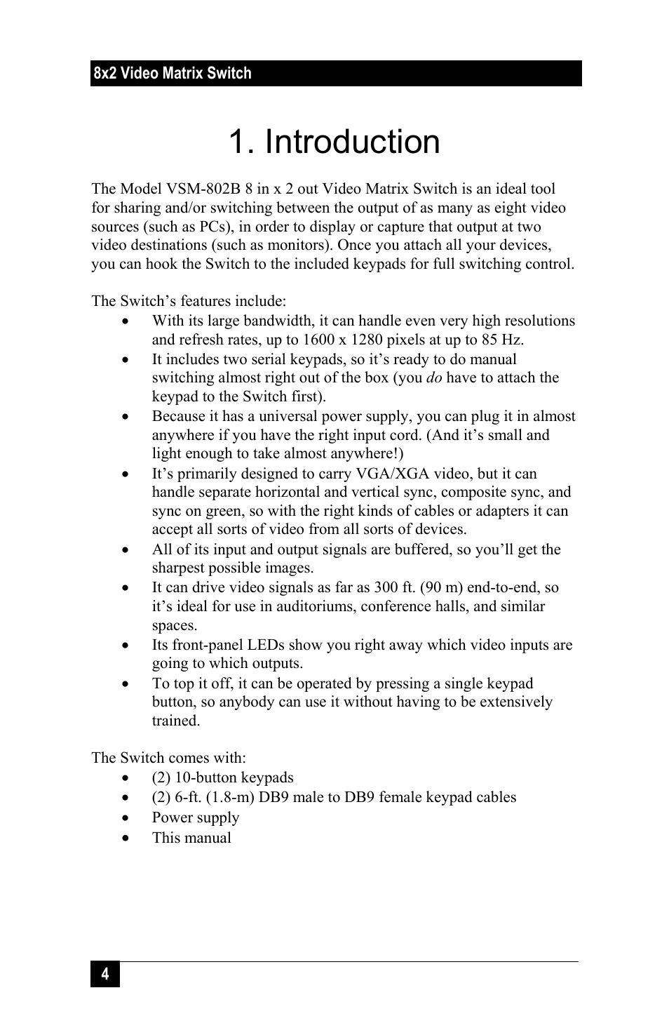 Introduction | Hall Research VSM-802B User Manual | Page 6 / 20