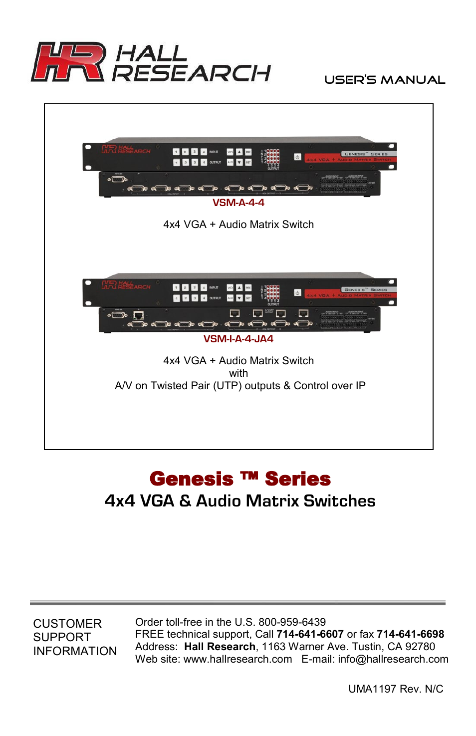 Hall Research VSM-I-A-4-JA4 User Manual | 32 pages