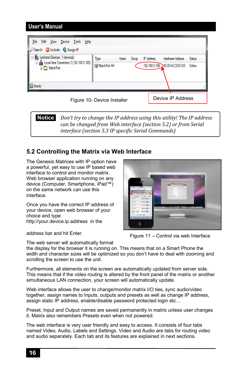 2 controlling the matrix via web interface | Hall Research VSM-I-A-4-JA4 User Manual | Page 18 / 32