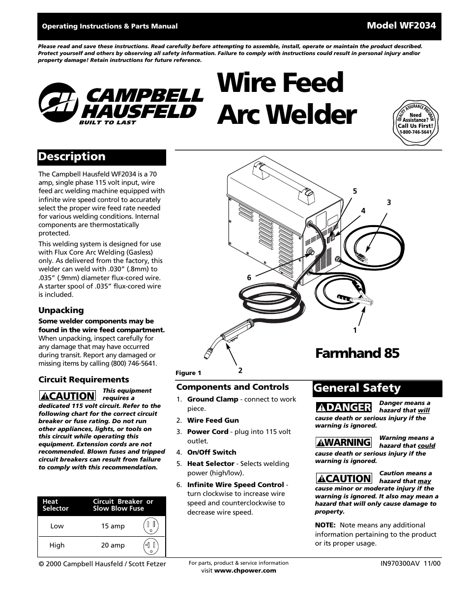 Campbell Hausfeld WF2034 User Manual | 24 pages