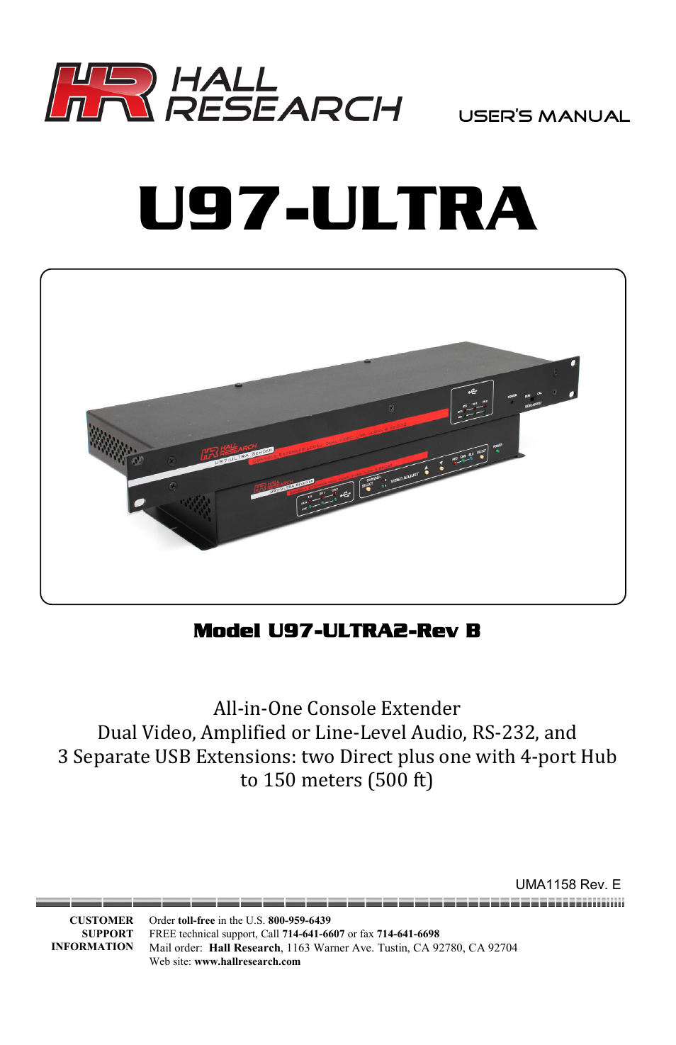 Hall Research U97-Ultra-2B-S User Manual | 18 pages