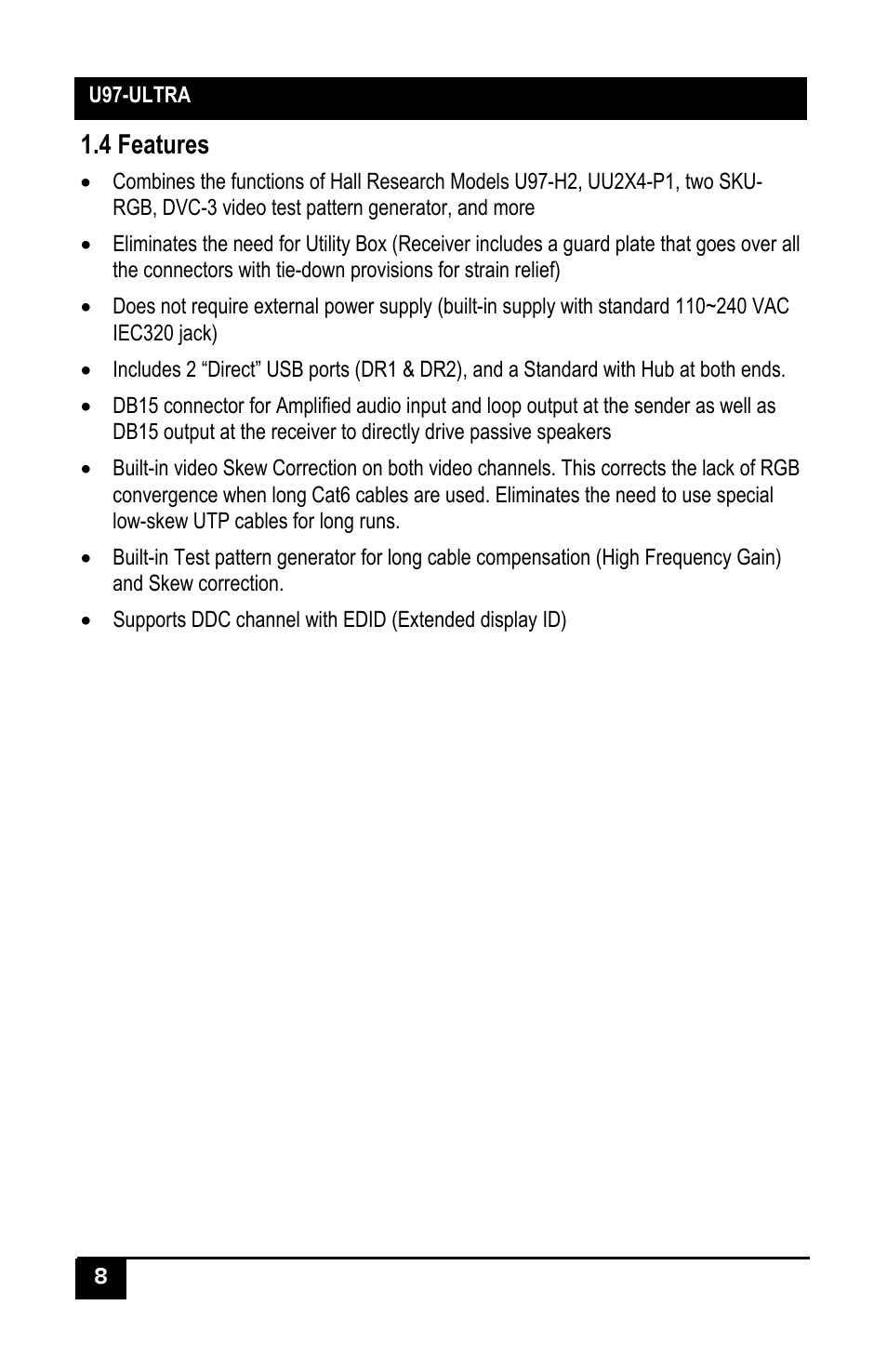 4 features | Hall Research U97-Ultra-2B-S User Manual | Page 7 / 18