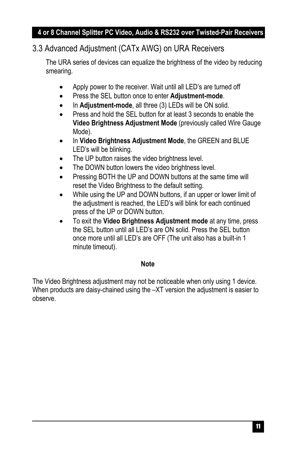 3 advanced adjustment (catx awg) on ura receivers | Hall Research UV232A-8S User Manual | Page 13 / 20