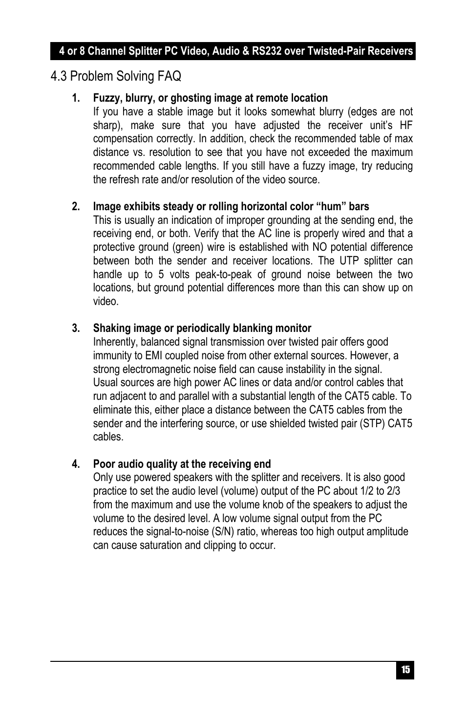 3 problem solving faq | Hall Research UV232A-8S User Manual | Page 17 / 20