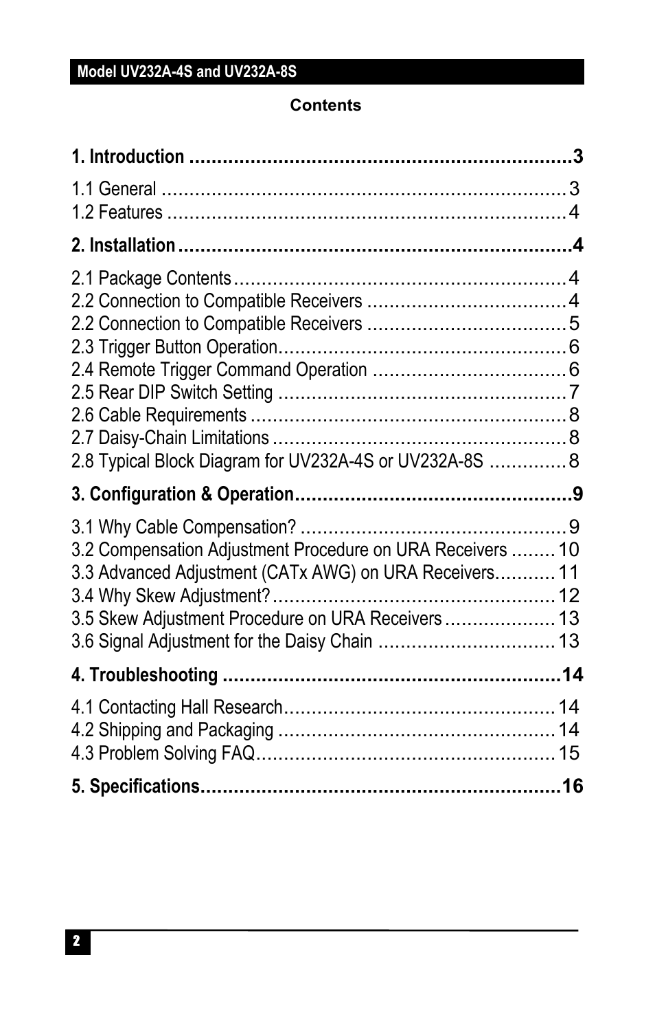 Hall Research UV232A-8S User Manual | Page 4 / 20