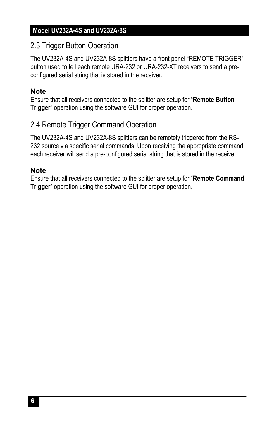 3 trigger button operation, 4 remote trigger command operation | Hall Research UV232A-8S User Manual | Page 8 / 20