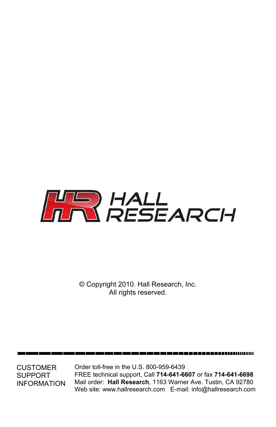 Hall Research UV8-S User Manual | Page 12 / 12