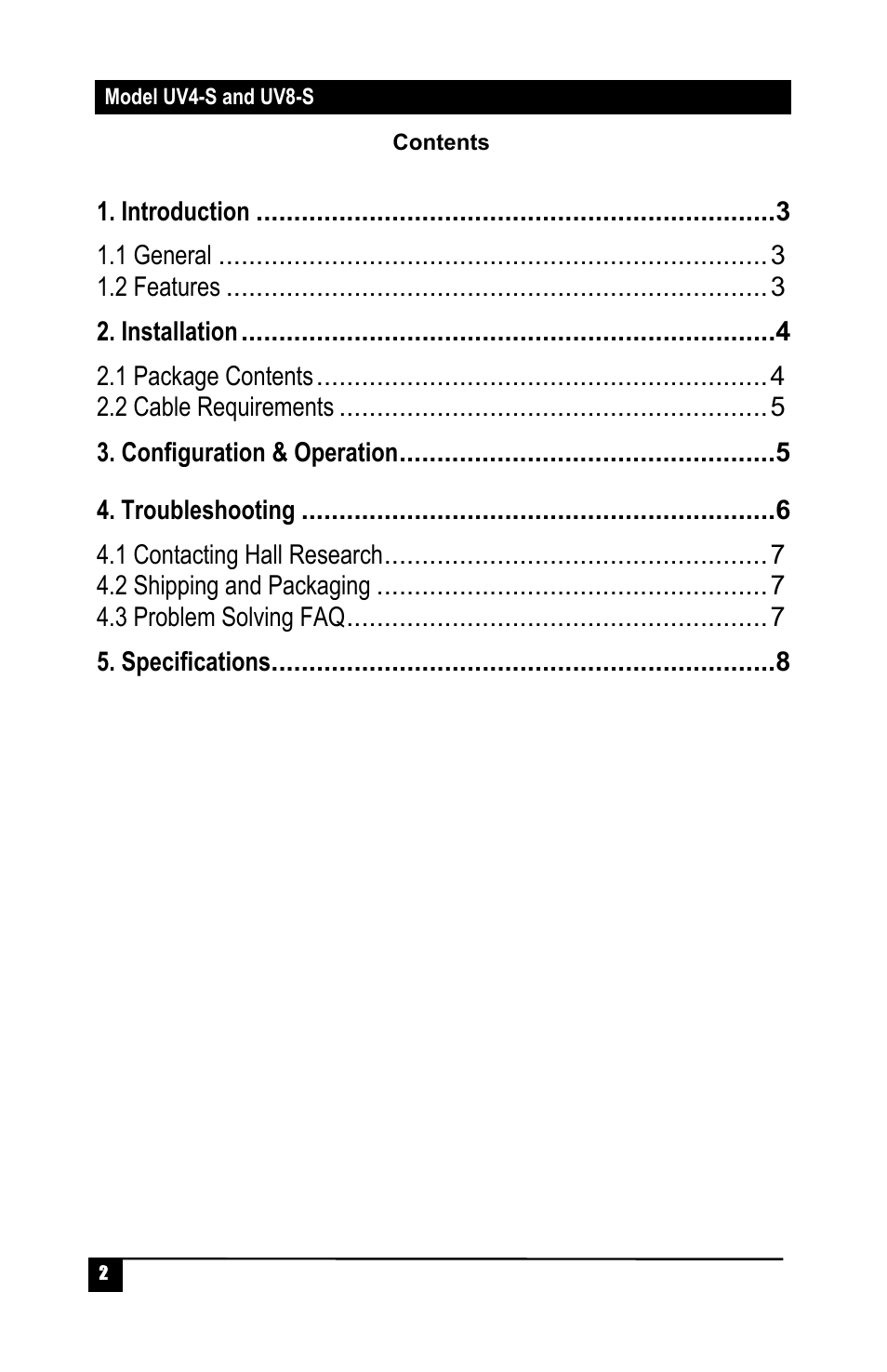 Hall Research UV8-S User Manual | Page 4 / 12