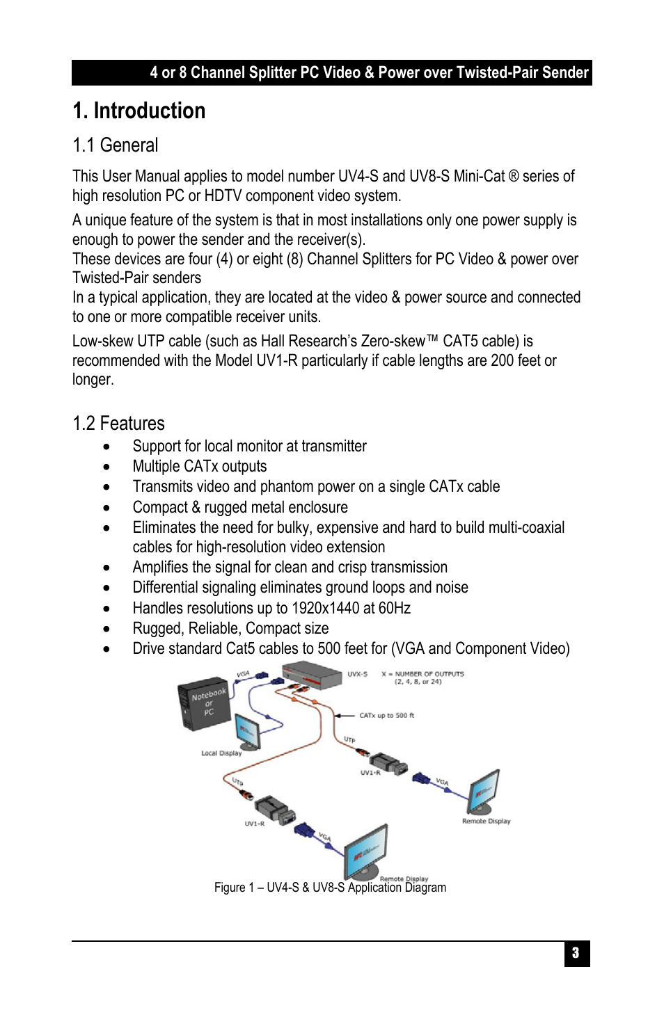 Introduction, 1 general, 2 features | Hall Research UV8-S User Manual | Page 5 / 12