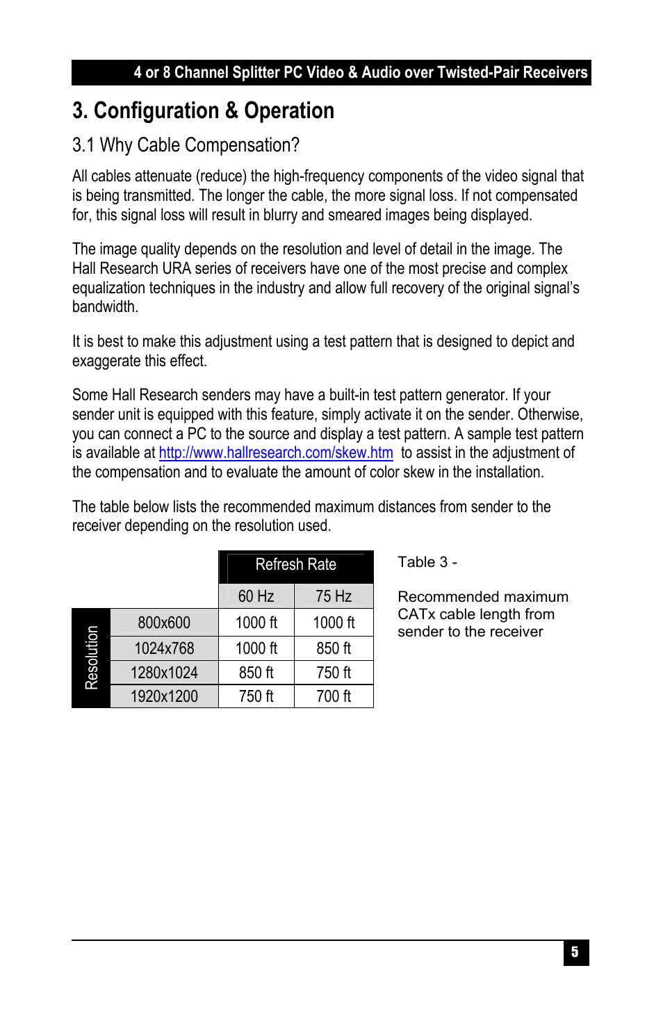 Configuration & operation, 1 why cable compensation | Hall Research UVA-8 User Manual | Page 7 / 16