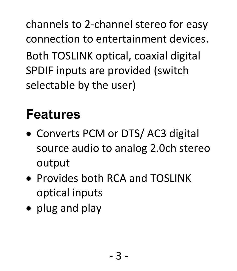 Features | Hall Research DAC-51 User Manual | Page 3 / 4