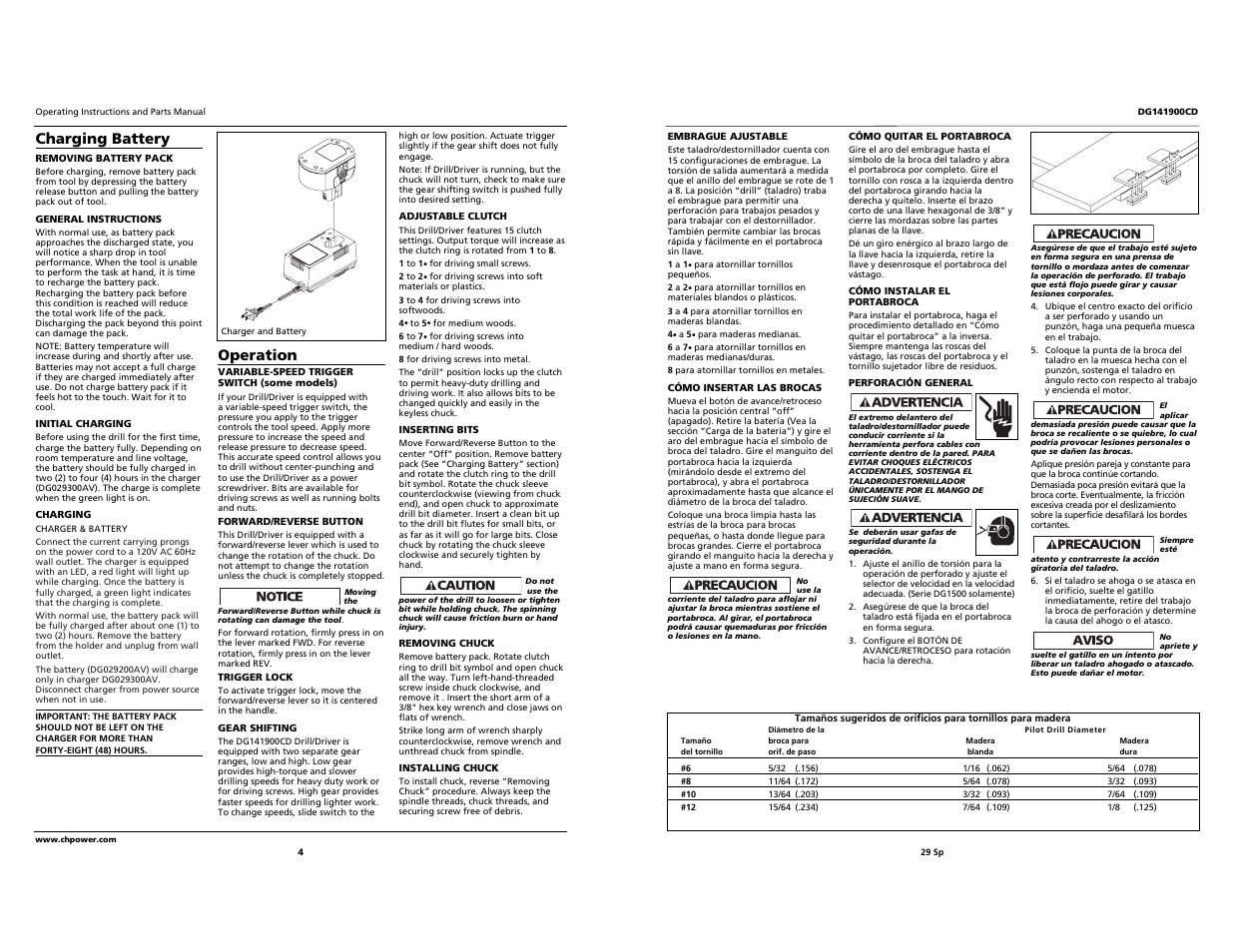 Charging battery, Operation | Campbell Hausfeld DG141900CD User Manual | Page 4 / 16