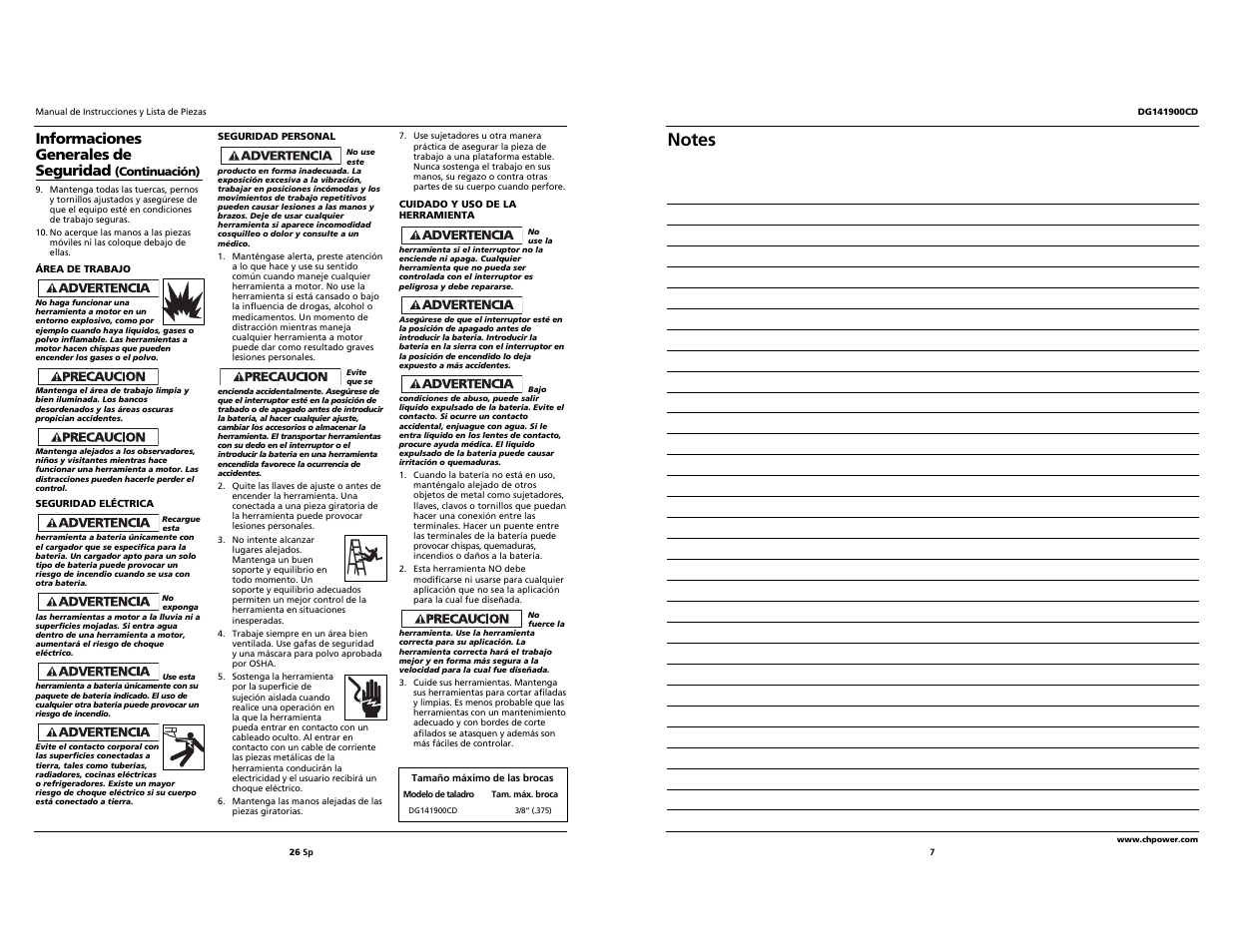 Informaciones generales de seguridad | Campbell Hausfeld DG141900CD User Manual | Page 7 / 16