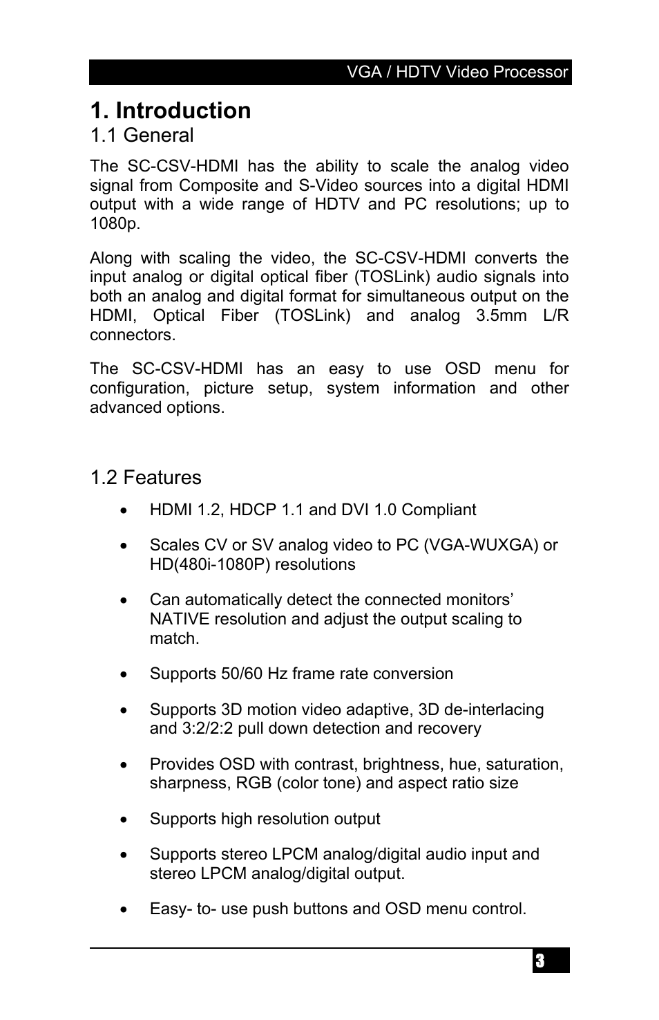 Introduction | Hall Research SC-CSV-HDMI User Manual | Page 5 / 16