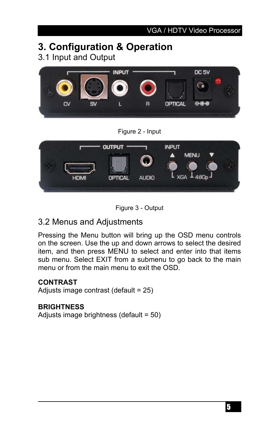 Configuration & operation | Hall Research SC-CSV-HDMI User Manual | Page 7 / 16