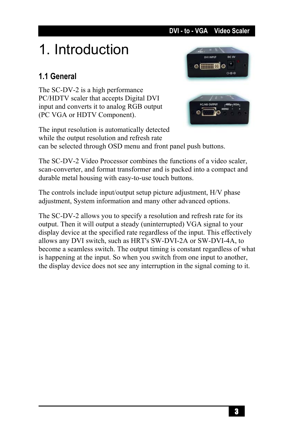 Introduction | Hall Research SC-DV-2 User Manual | Page 5 / 16