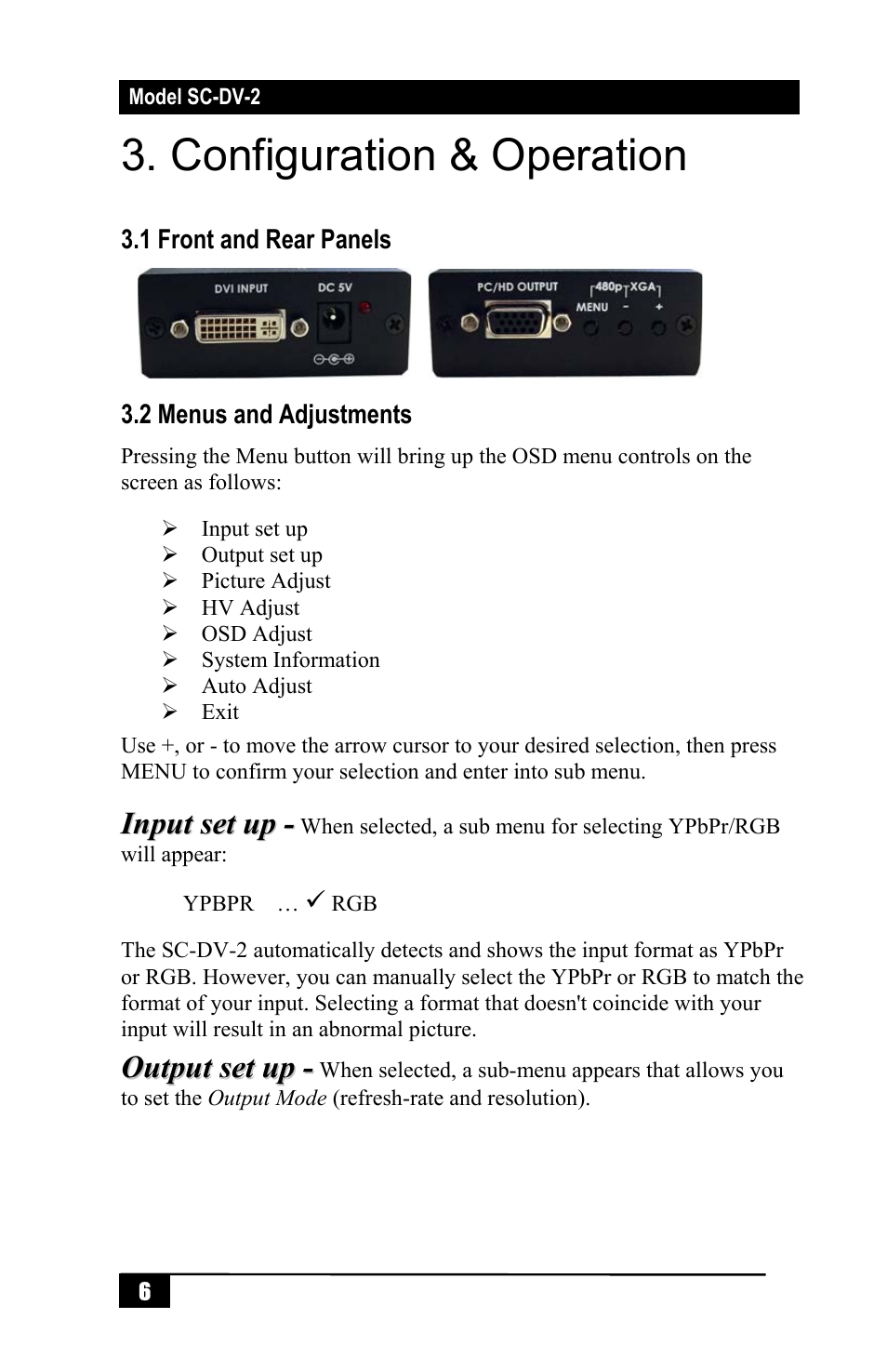 Configuration & operation | Hall Research SC-DV-2 User Manual | Page 8 / 16