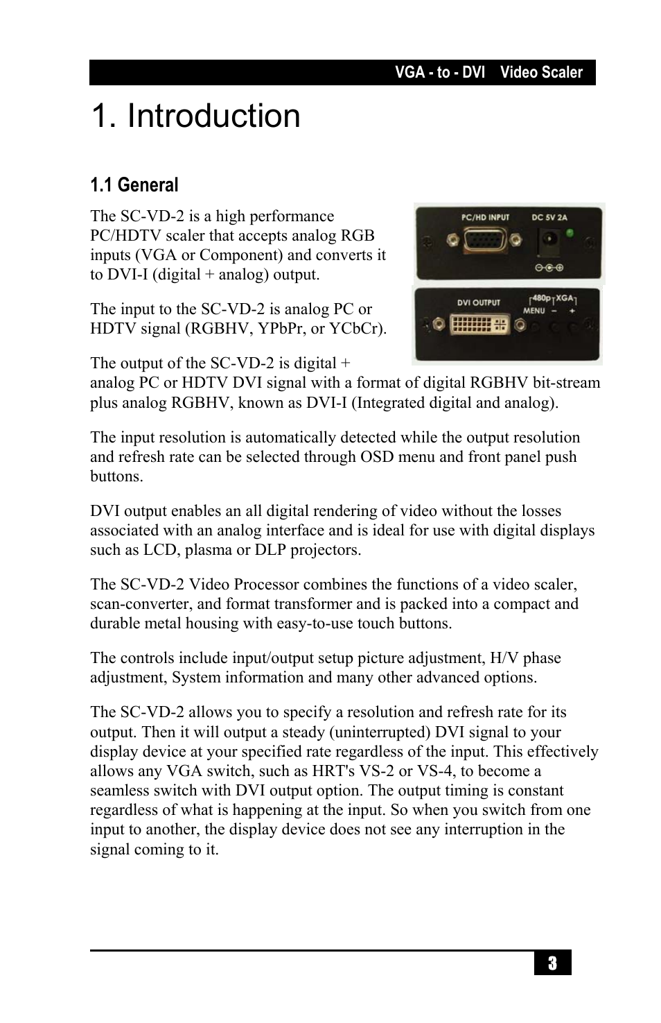 Introduction | Hall Research SC-VD-2 User Manual | Page 5 / 16