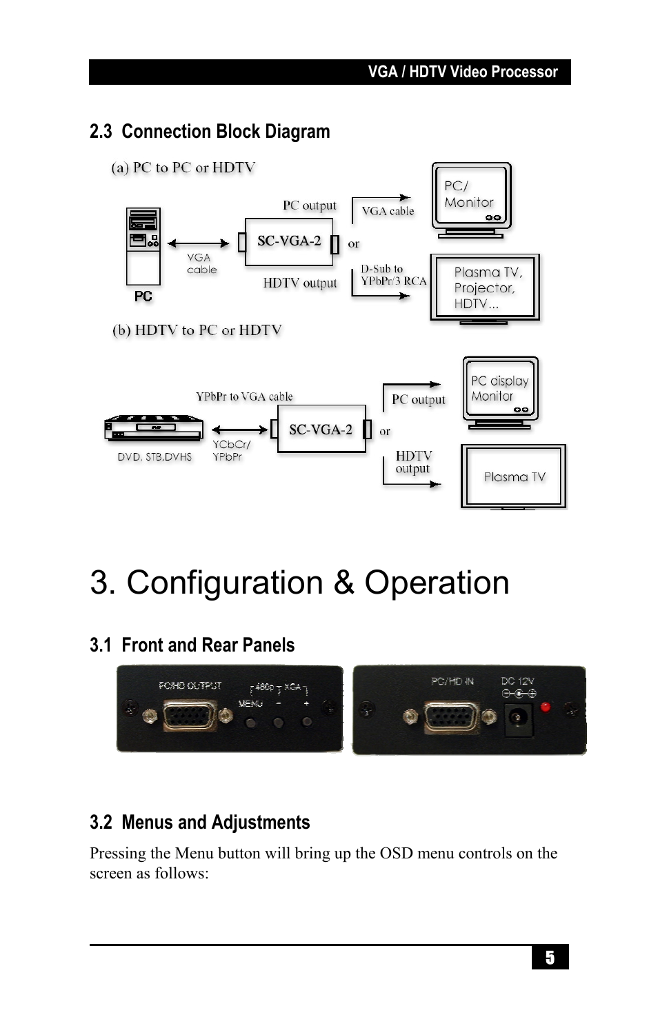 Configuration & operation | Hall Research SC-VGA-2A User Manual | Page 7 / 16