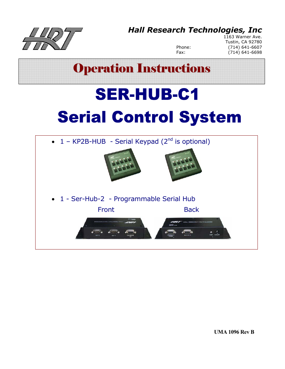 Hall Research SER-HUB-C1 User Manual | 12 pages