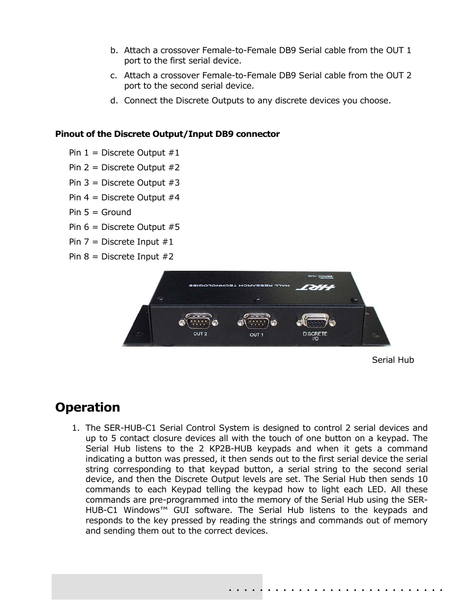 Operation | Hall Research SER-HUB-C1 User Manual | Page 4 / 12