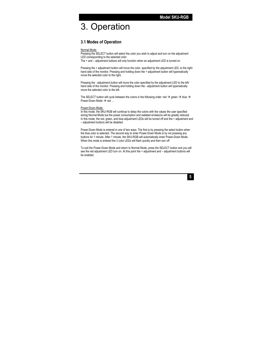 Operation | Hall Research SKU-RGB User Manual | Page 7 / 12