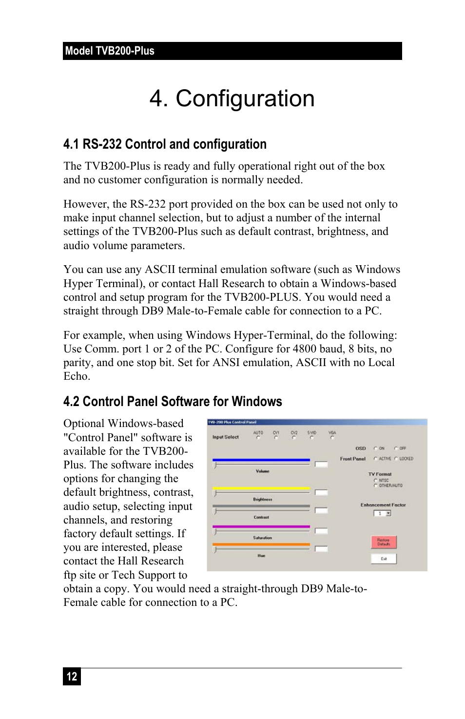 Configuration | Hall Research TVB-200PLUS User Manual | Page 14 / 20