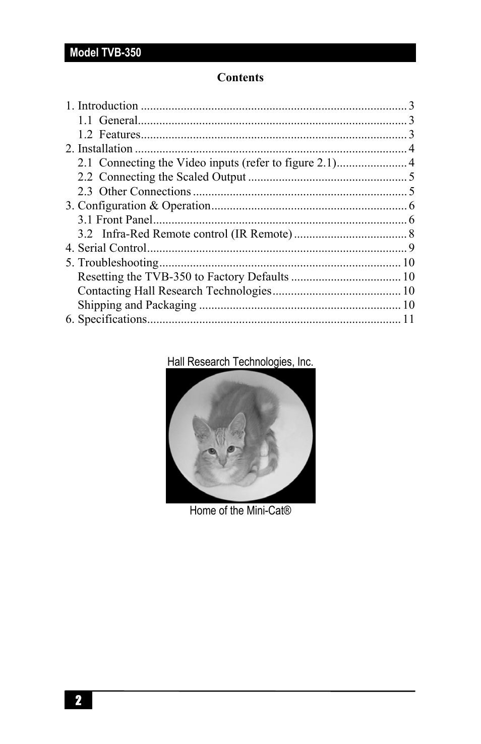 Hall Research TVB-350 User Manual | Page 4 / 16