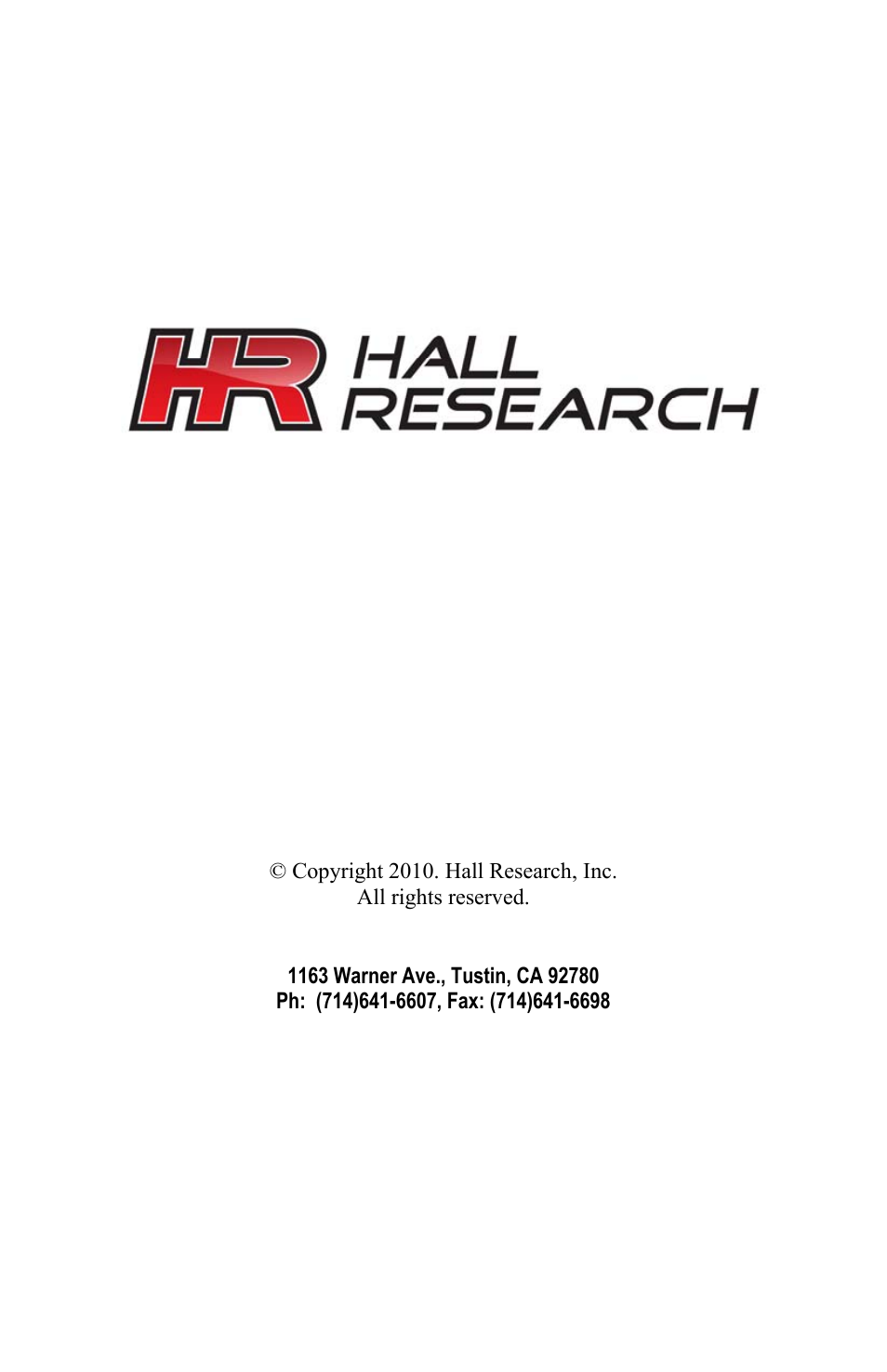 Hall Research VHD-180 User Manual | Page 16 / 16