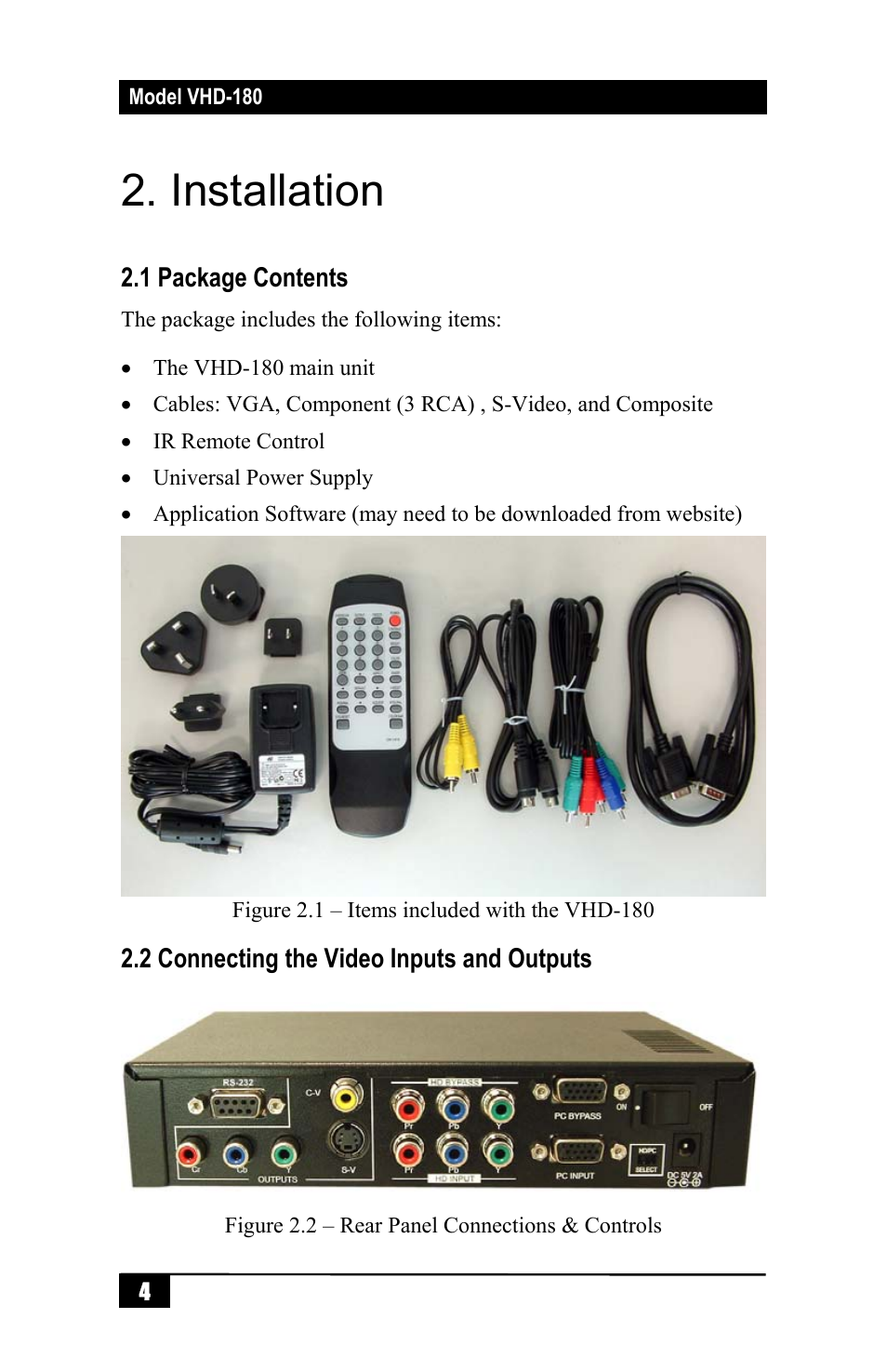 Installation | Hall Research VHD-180 User Manual | Page 6 / 16