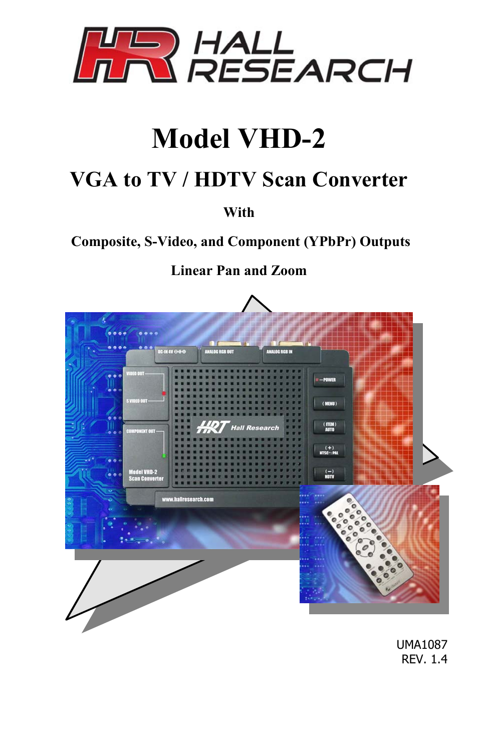 Hall Research VHD-2 User Manual | 20 pages