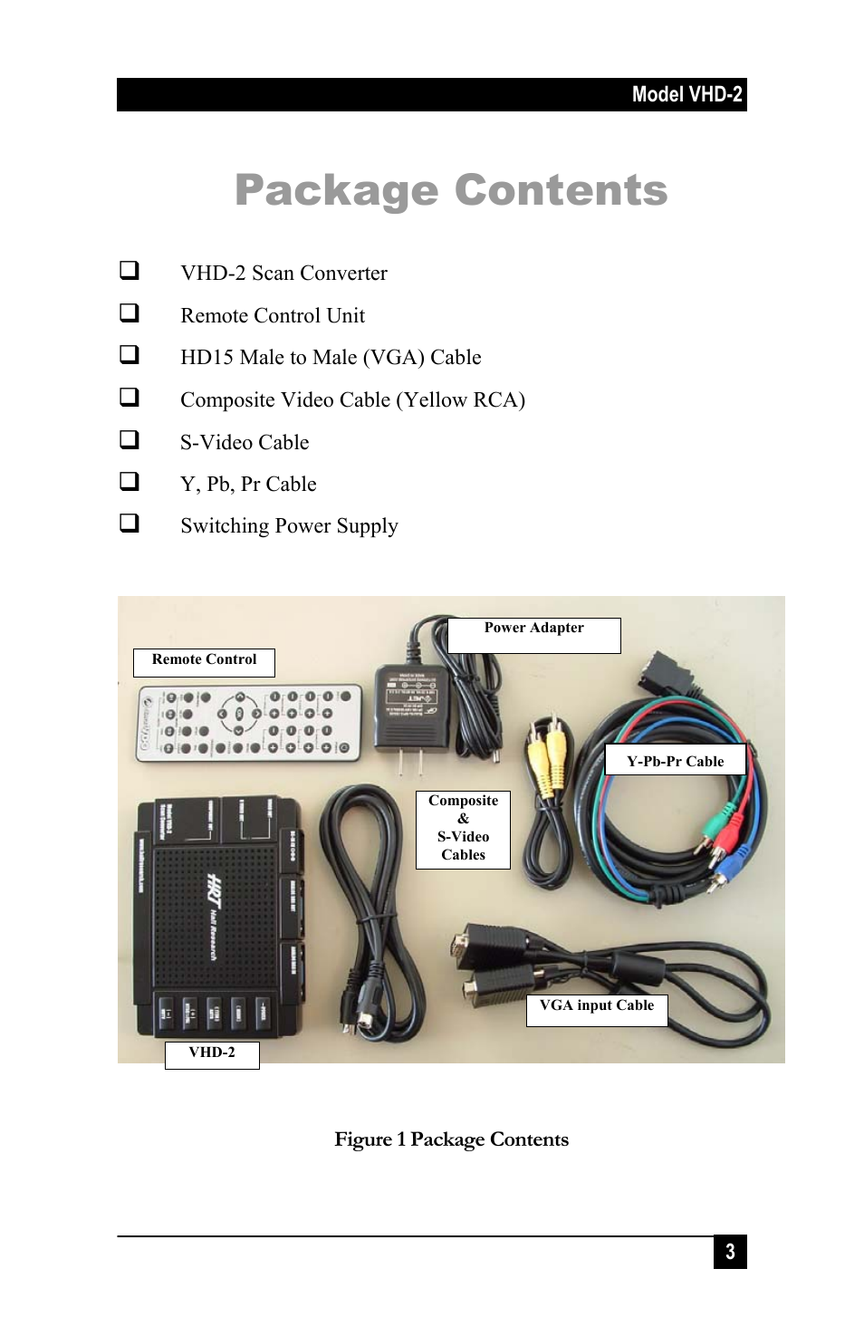 Package contents | Hall Research VHD-2 User Manual | Page 6 / 20