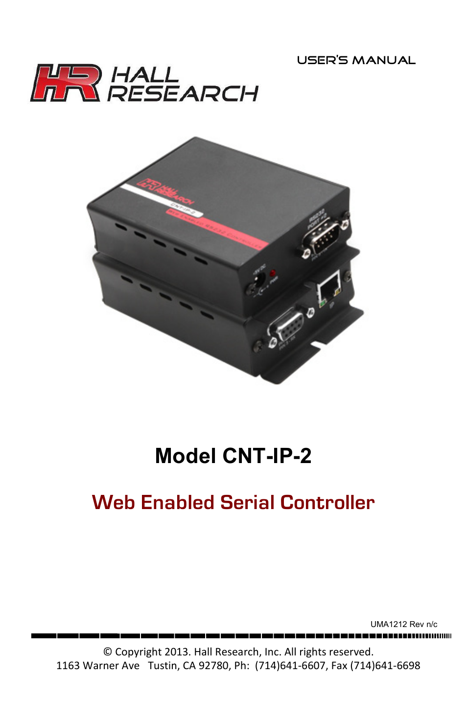 Hall Research CNT-IP-2 User Manual | 29 pages