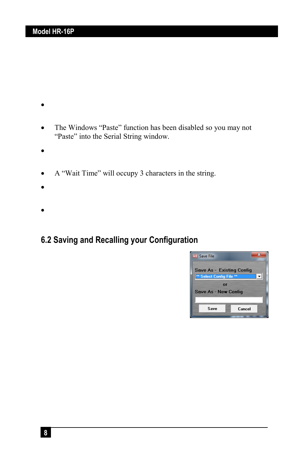 2 saving and recalling your configuration | Hall Research HR-16P User Manual | Page 10 / 12