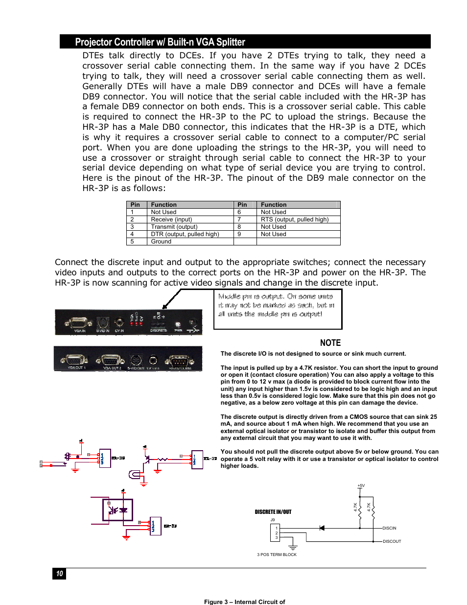 Projector controller w/ built-n vga splitter | Hall Research HR-3P User Manual | Page 10 / 12