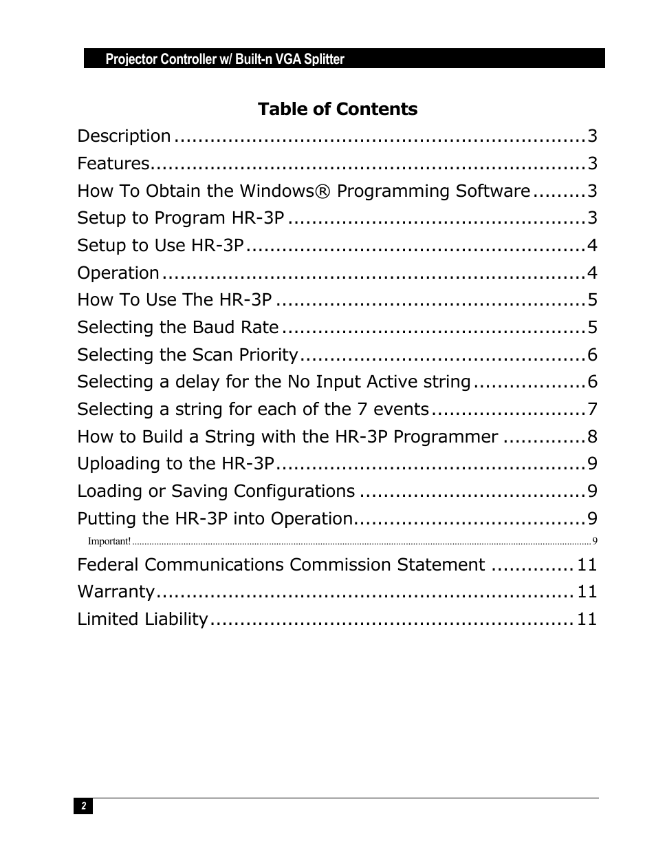 Hall Research HR-3P User Manual | Page 2 / 12