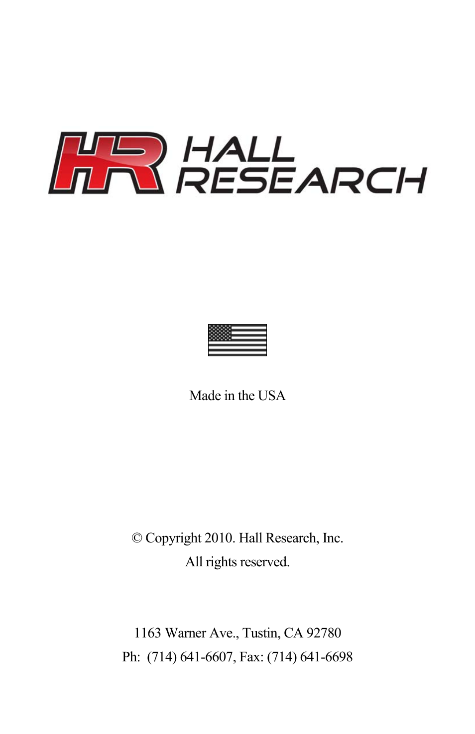 Hall Research HR-722A User Manual | Page 12 / 12