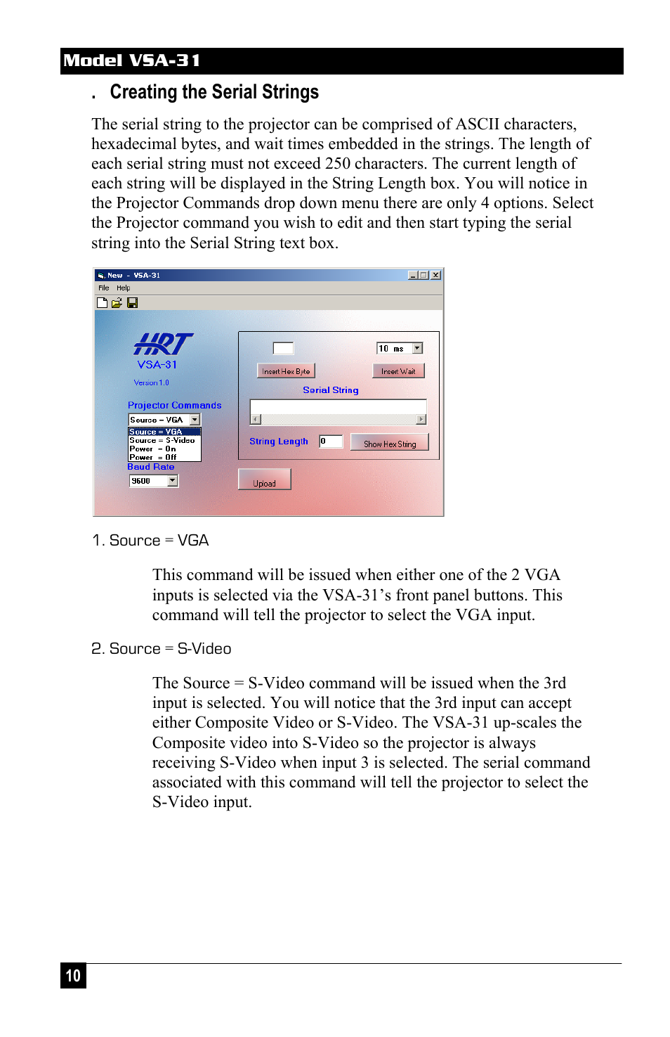 Creating the serial strings | Hall Research VSA-31 User Manual | Page 10 / 16