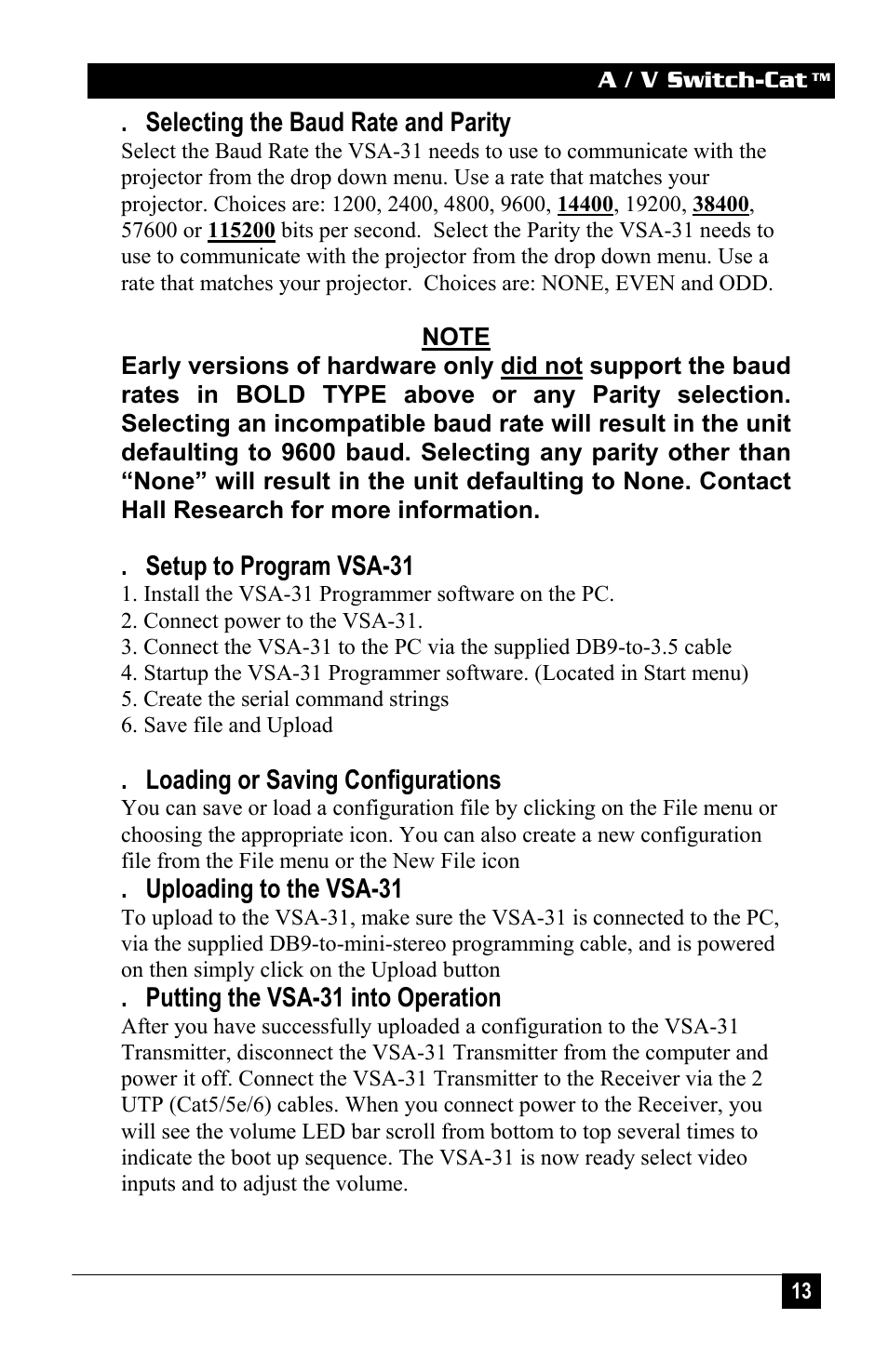 Hall Research VSA-31 User Manual | Page 13 / 16