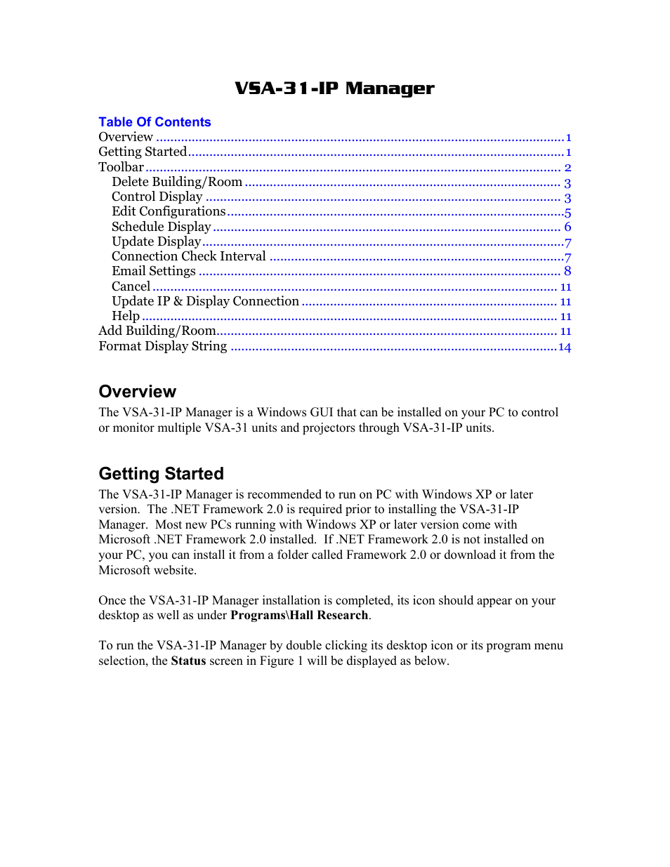 Hall Research VSA-31-IP User Manual | 16 pages