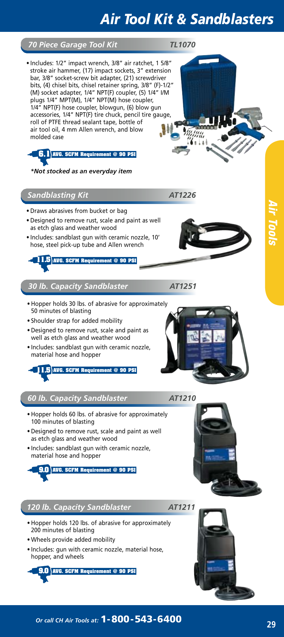 Ch mini catalog_mar2006 31.pdf, Air tool kit & sandblasters, Air t oo ls | Campbell Hausfeld PL150296 User Manual | Page 12 / 12