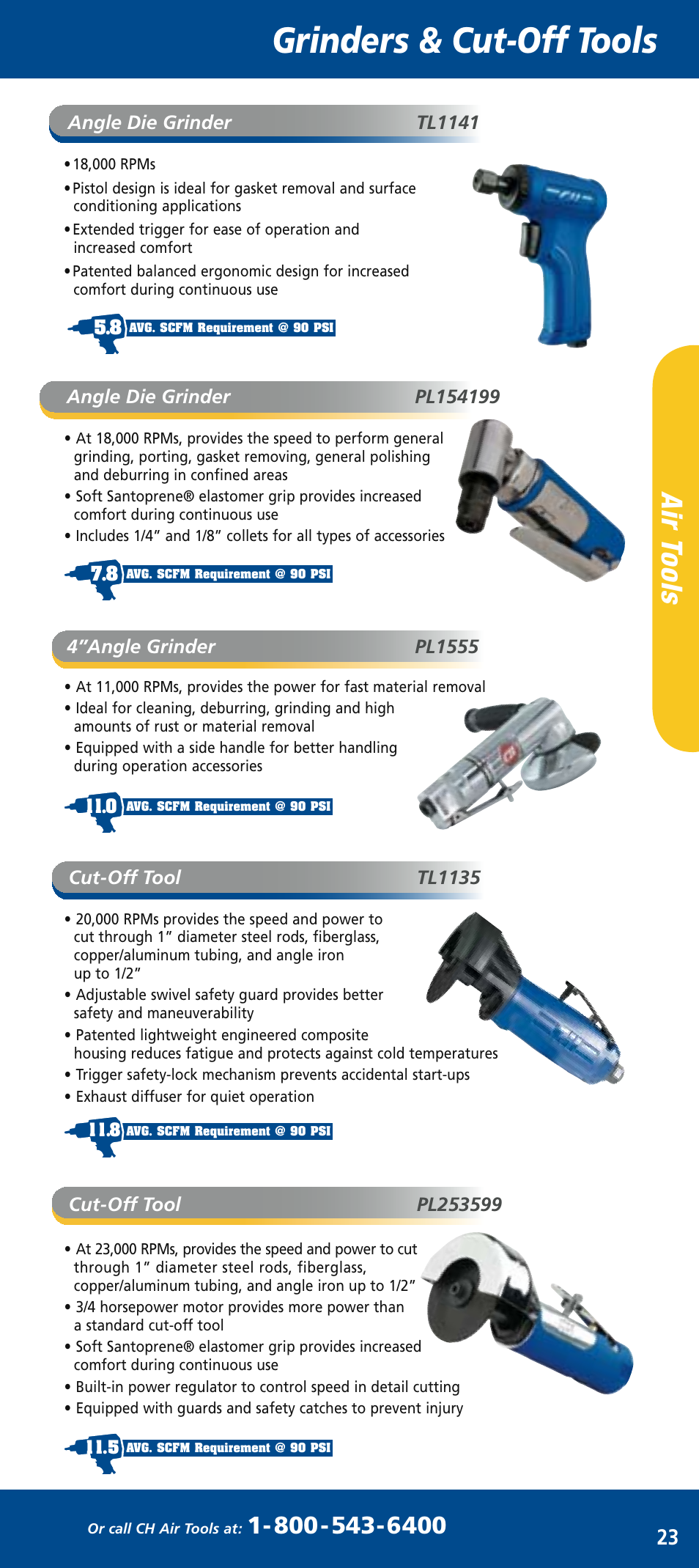Ch mini catalog_mar2006 25.pdf, Grinders & cut-off tools, Air t oo ls | Campbell Hausfeld PL150296 User Manual | Page 6 / 12