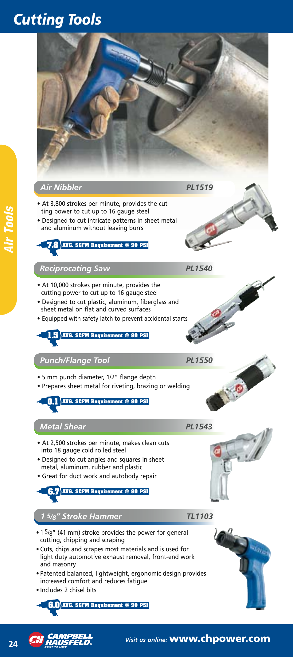 Ch mini catalog_mar2006 26.pdf, Cutting tools, Ai r to ol s | Campbell Hausfeld PL150296 User Manual | Page 7 / 12