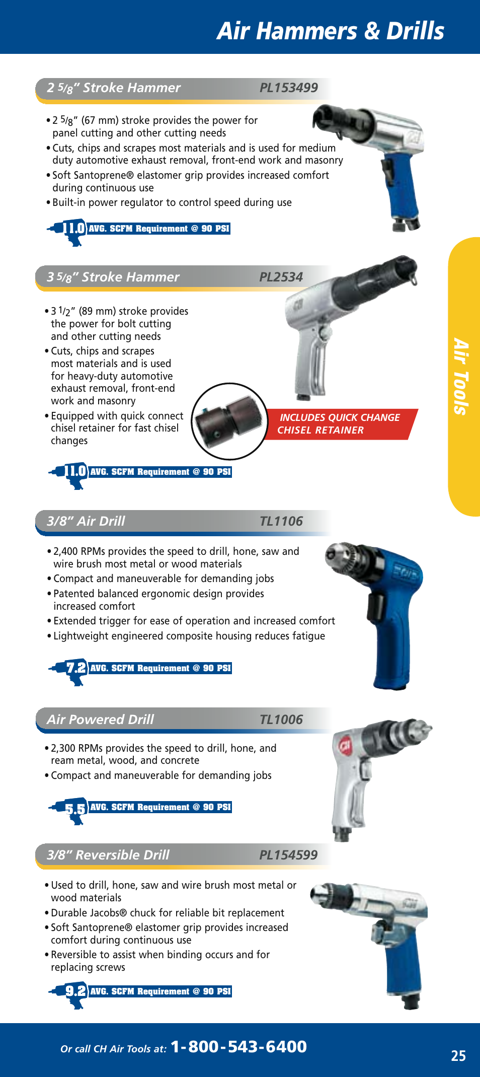 Ch mini catalog_mar2006 27.pdf, Air hammers & drills, Air t oo ls | Campbell Hausfeld PL150296 User Manual | Page 8 / 12